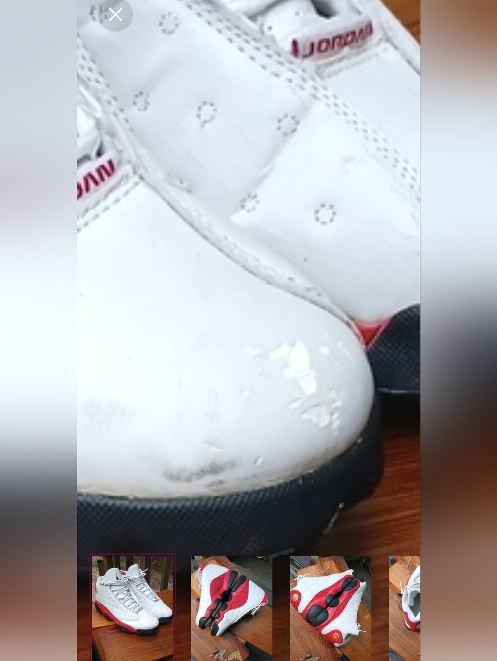 Jordan White Red Black Retro High-Top Sneakers,sz9.5 - Picture 9 of 9